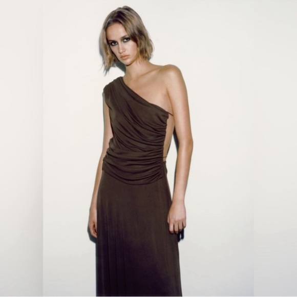 Zara Draped Asymmetric Dress Size X-Large NWT Limited Edition XL Bloggers Fav - Picture 3 of 9